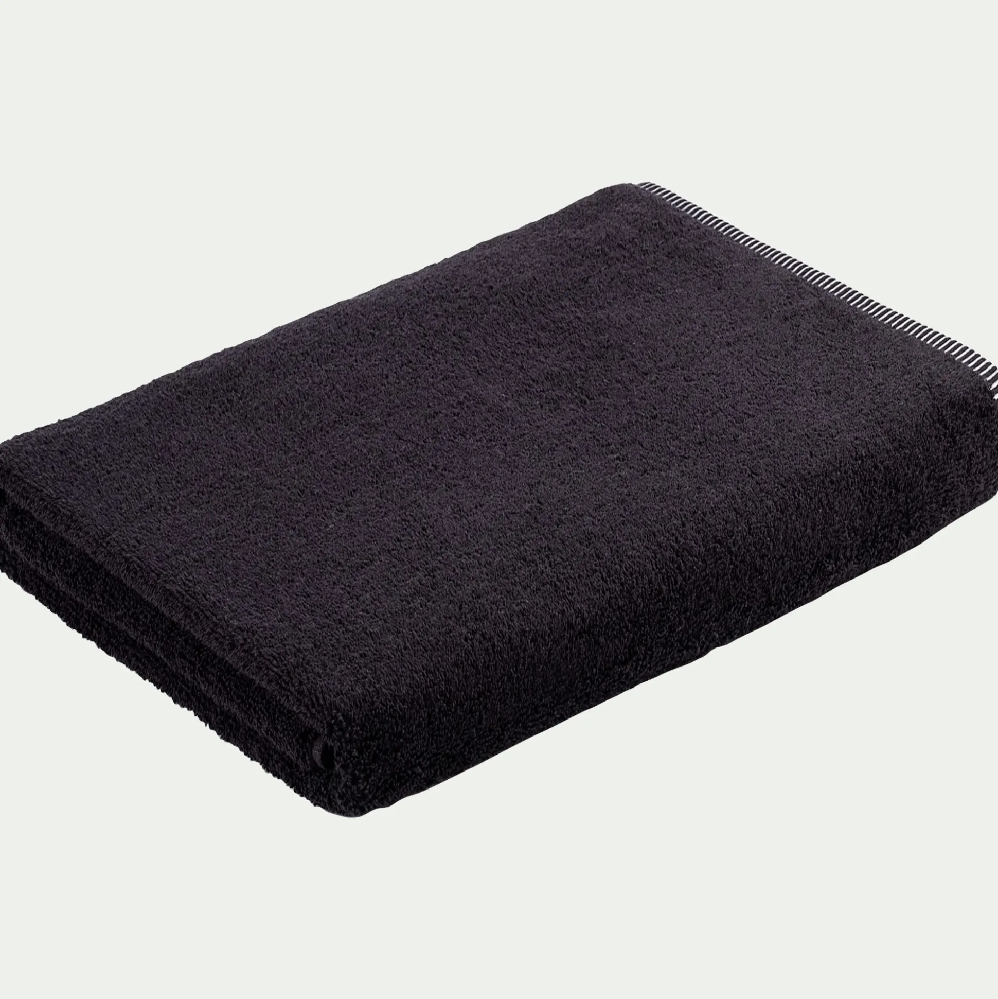 Drap de bain brodé en coton - noir 100x150cm