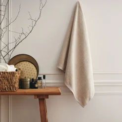 Drap de bain en bouclettes de coton bio - beige alpilles 90x150cm