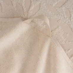Drap de bain en coton motif floral 100x150cm - blanc écru
