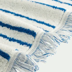 Drap de bain en coton à rayures 100x150cm - bleu