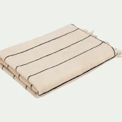 Drap de bain rayé en coton 100x150cm - beige
