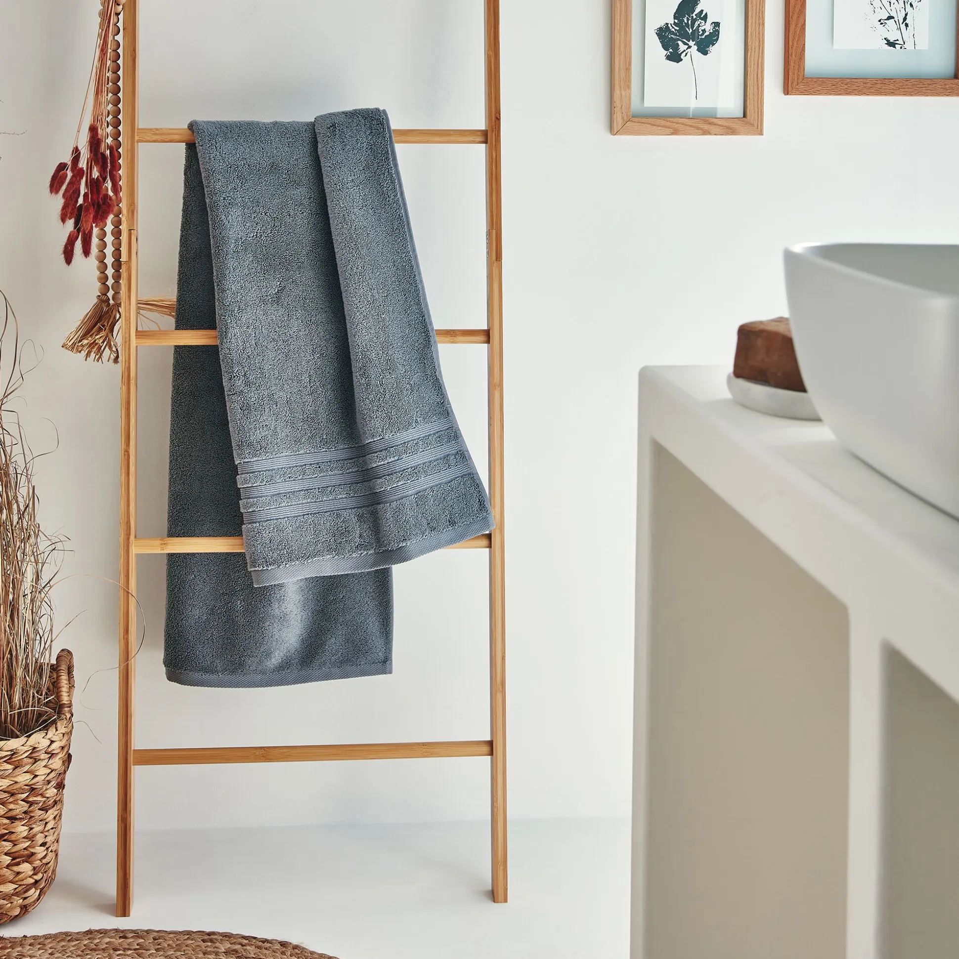 Drap de douche bouclette en coton - gris anthracite 70x140cm