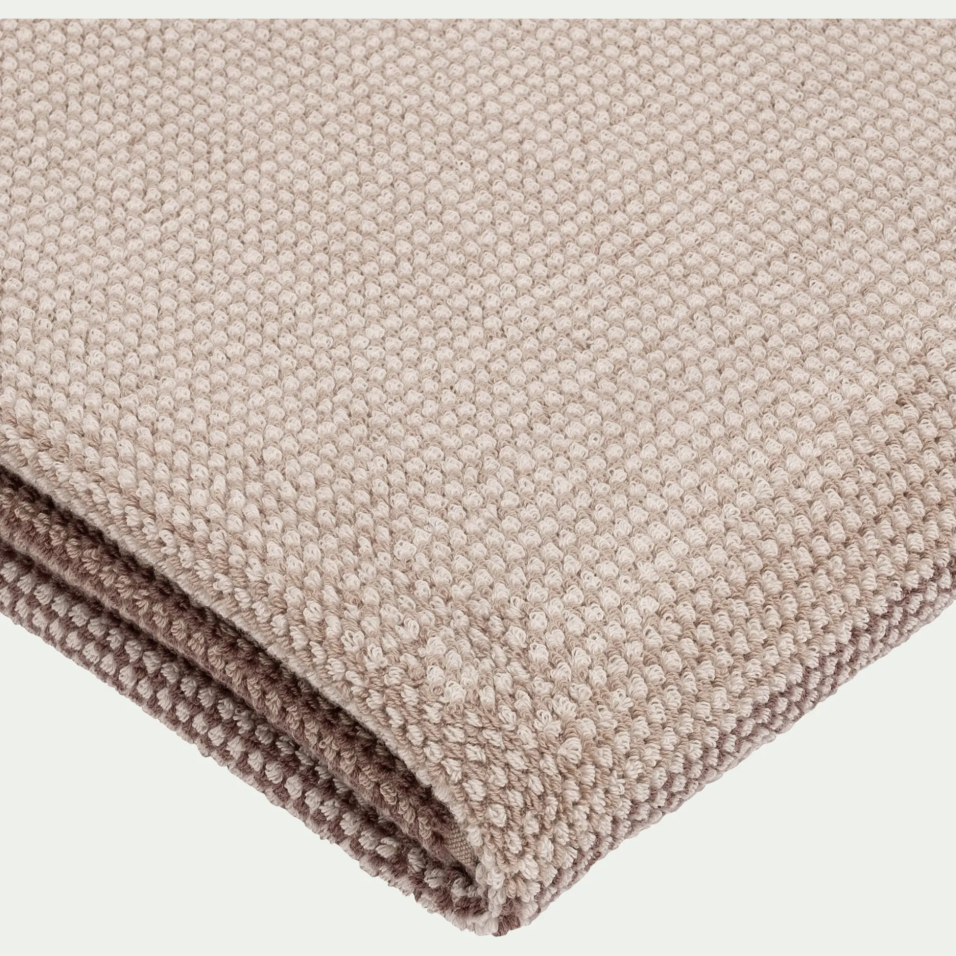 Drap de douche bouclette jacquard en coton - beige alpilles 70x140cm