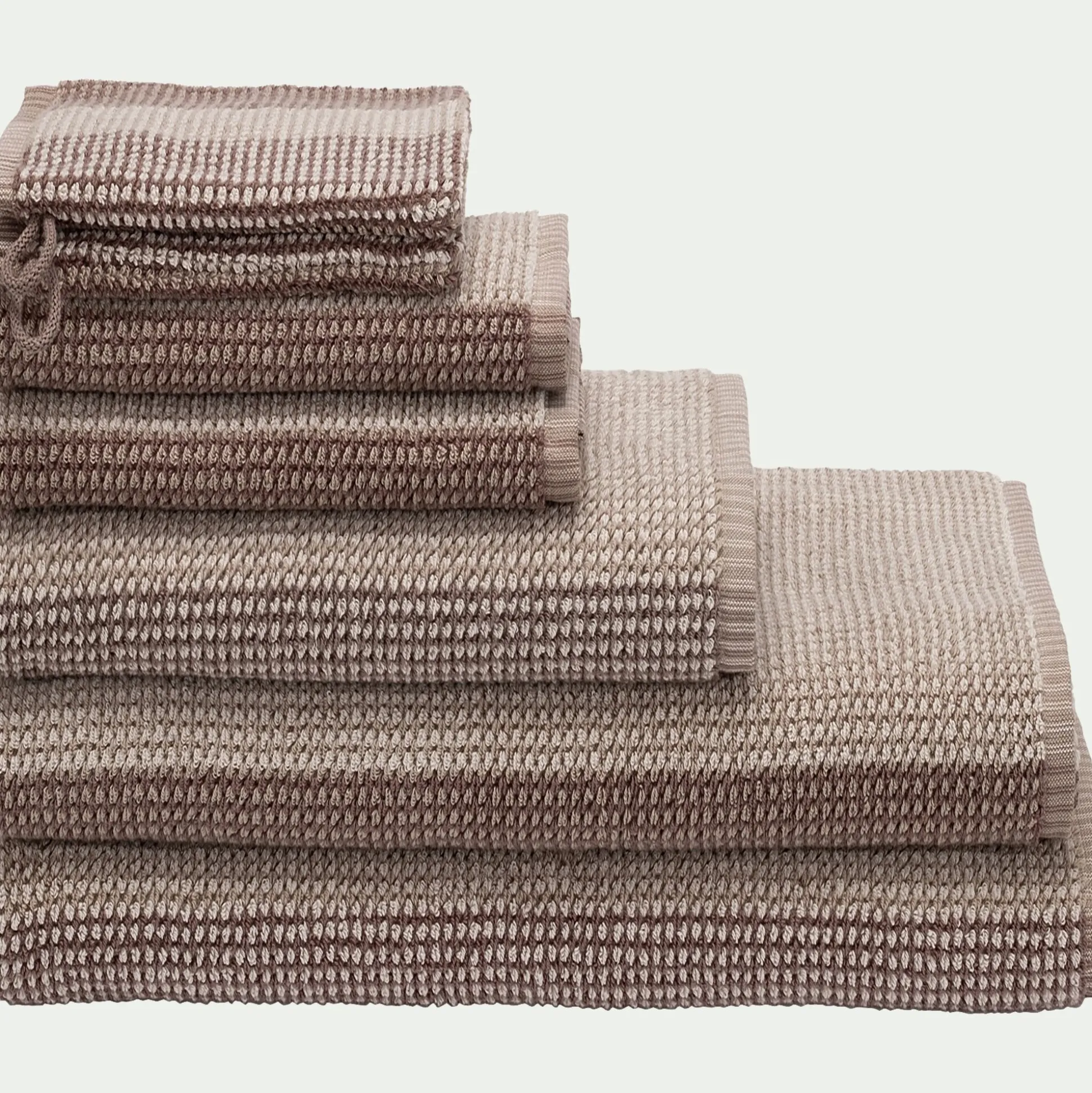 Drap de douche bouclette jacquard en coton - beige alpilles 70x140cm