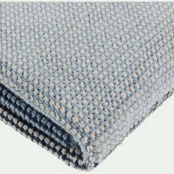 Drap de douche bouclette jacquard en coton - bleu 70x140cm