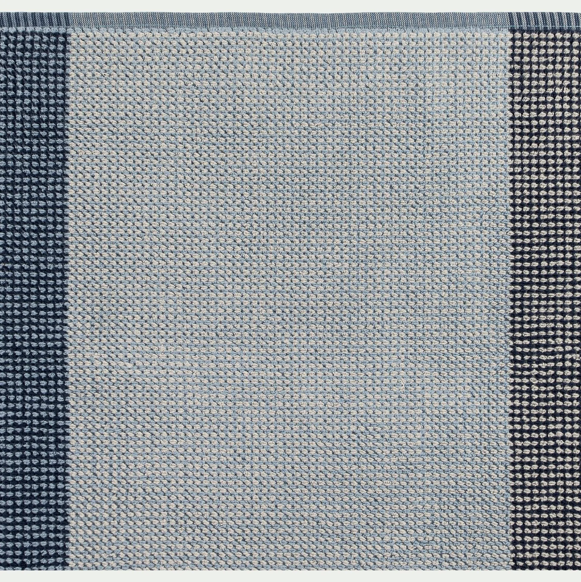 Drap de douche bouclette jacquard en coton - bleu 70x140cm