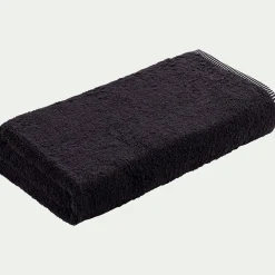 Drap de douche brodé en coton - noir 70x140cm