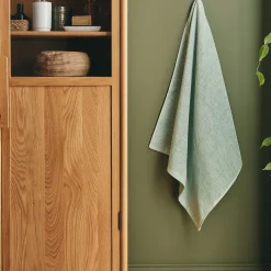 Drap de douche en bouclettes de coton bio 70x130cm - vert olivier