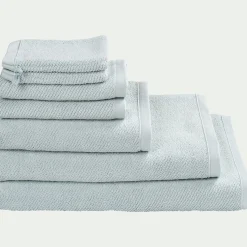 Drap de douche en bouclettes de coton bio - bleu 70x130cm