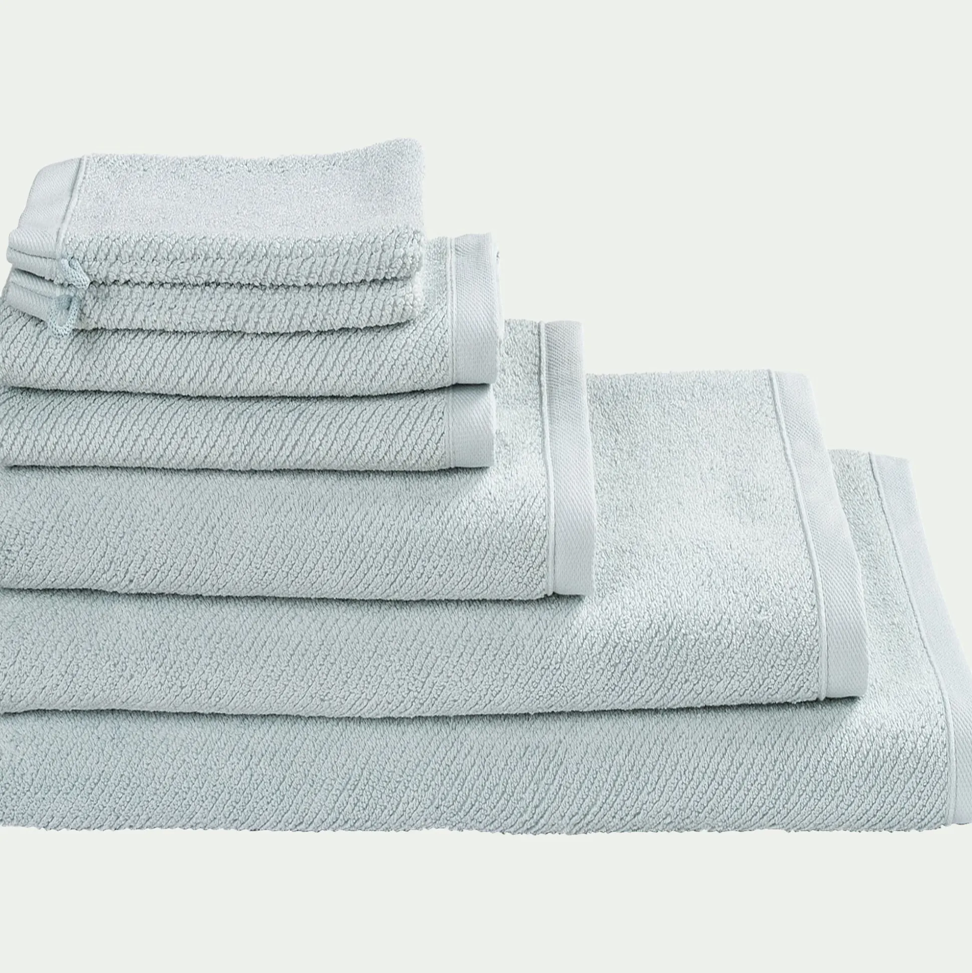 Drap de douche en bouclettes de coton bio - bleu 70x130cm
