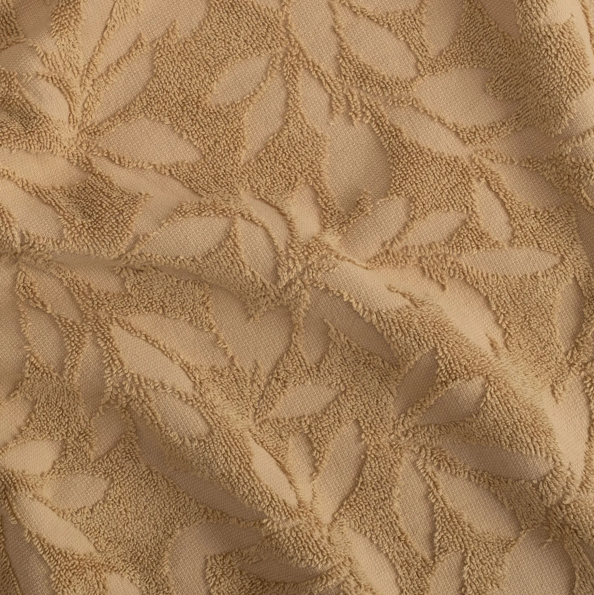 Drap de douche en coton motif floral 70x140cm - beige sable