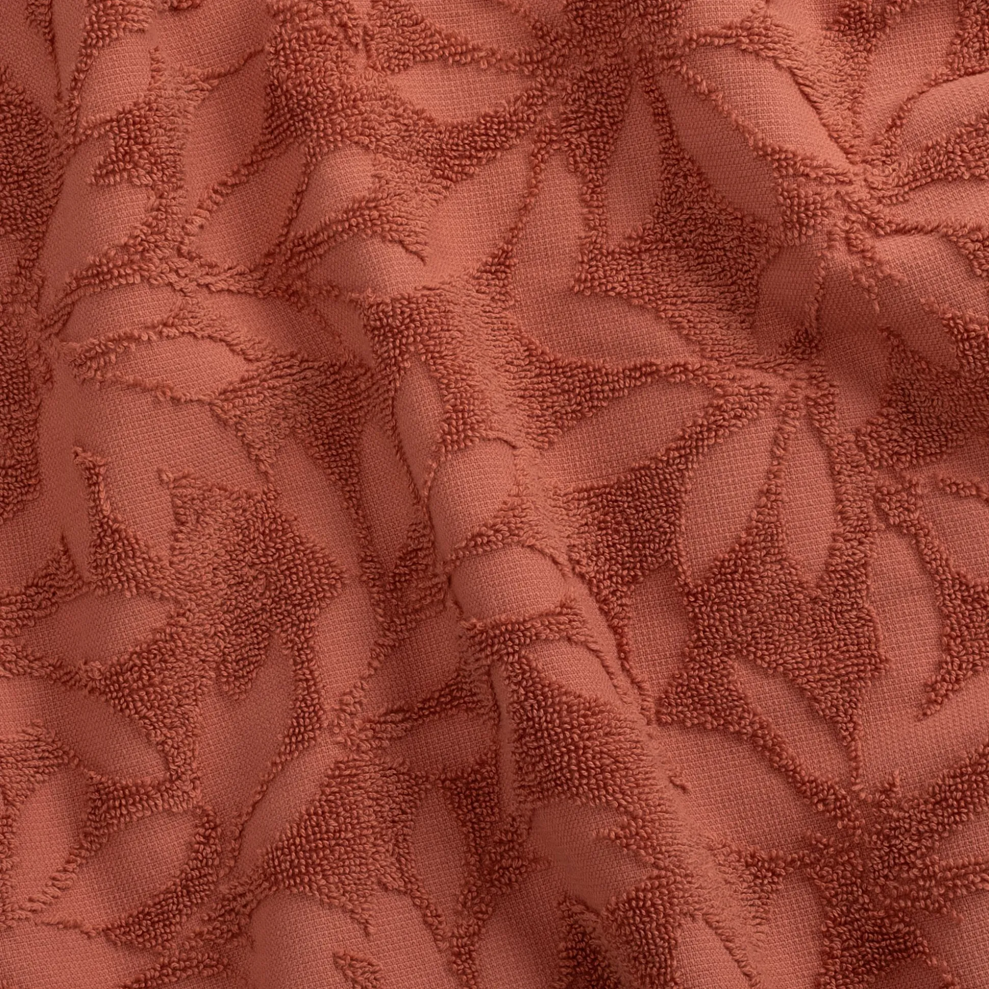Drap de douche en coton motif floral 70x140cm - rouge terracotta