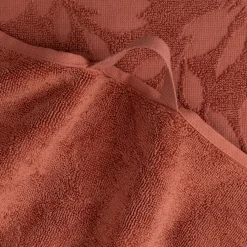 Drap de douche en coton motif floral 70x140cm - rouge terracotta