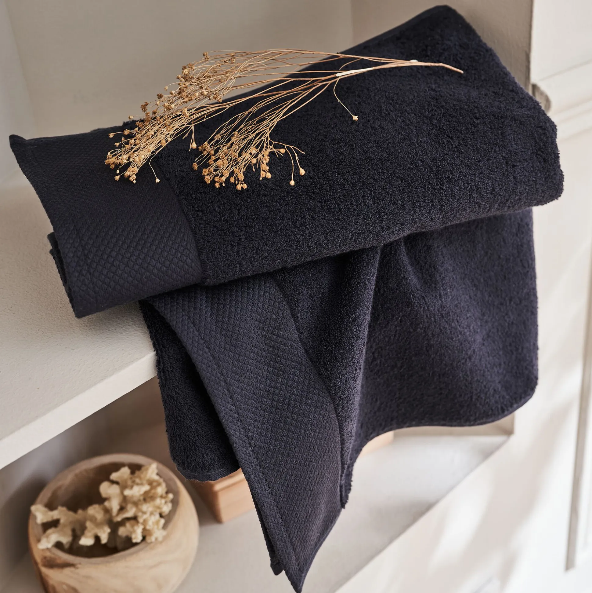 Drap de douche en coton peigné - gris calabrun 70x140cm