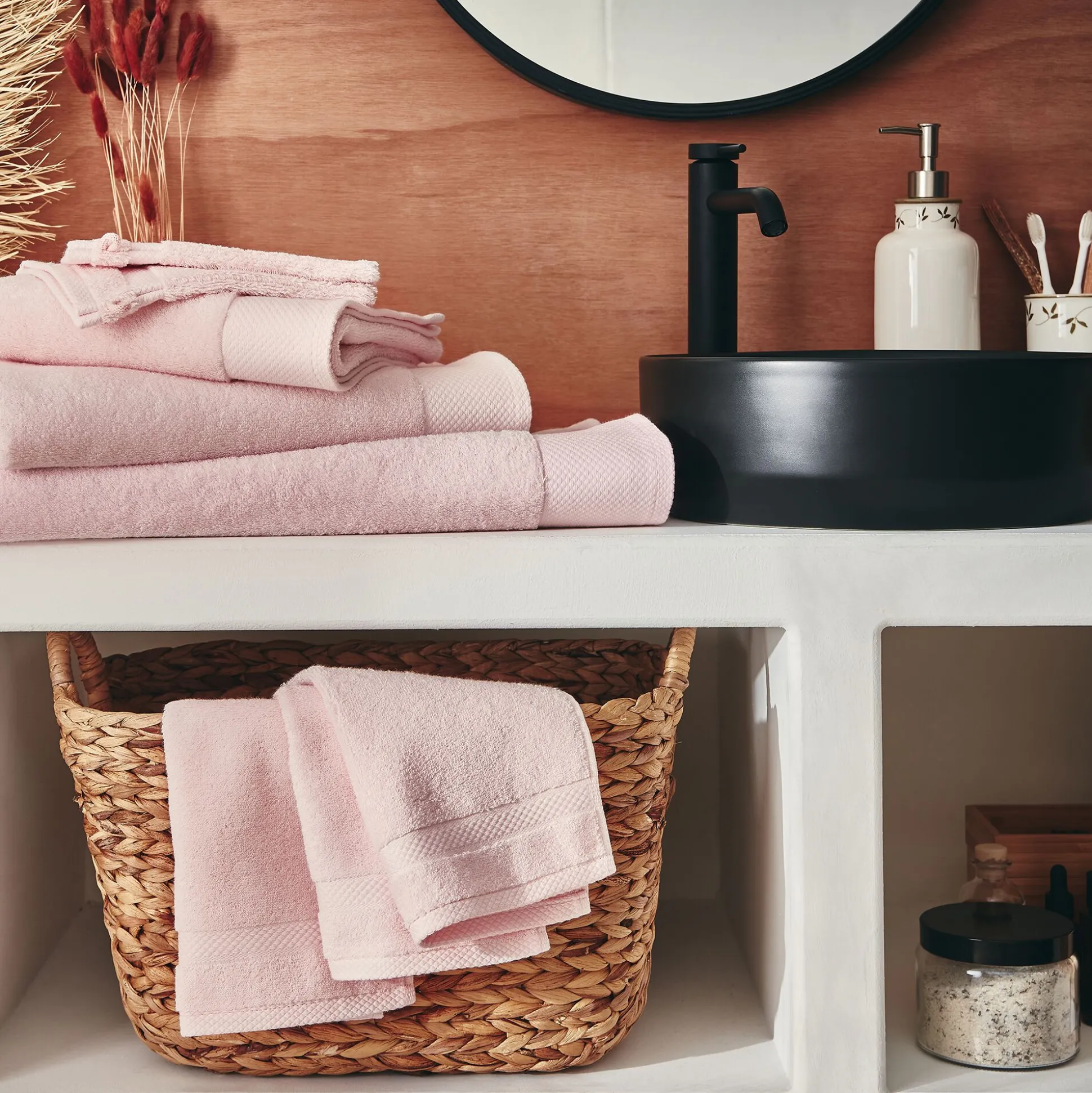 Drap de douche en coton peigné - rose simos 70x140cm