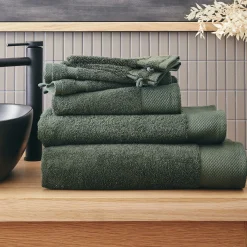 Drap de douche en coton peigné - vert cèdre 70x140cm