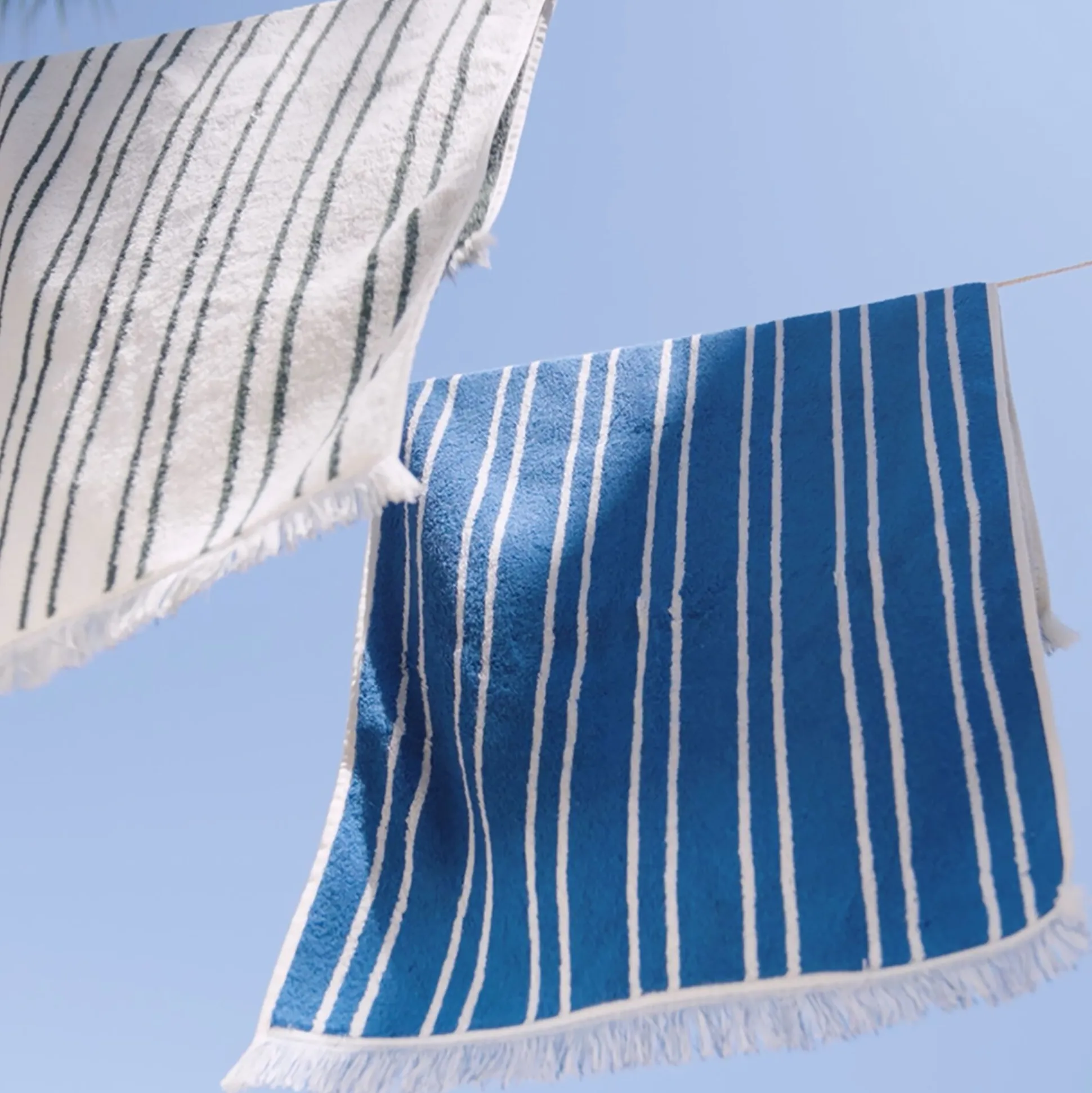 Drap de douche en coton à rayures 70x140cm - vert