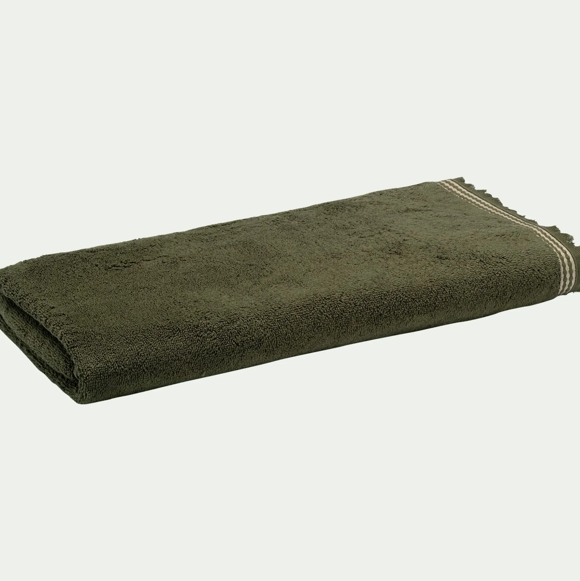 Drap de douche frangé en coton 70x140cm - vert cèdre
