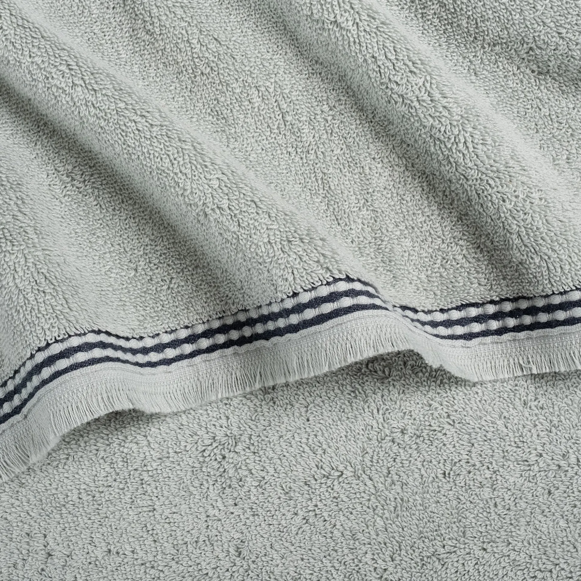 Drap de douche frangé en coton 70x140cm - bleu littoral