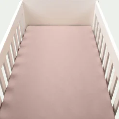 Drap housse bébé en coton bio 70x140+B15cm - rose rosa