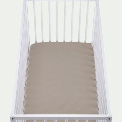 Drap housse bébé en coton bio 70x140+B15cm - beige alpilles