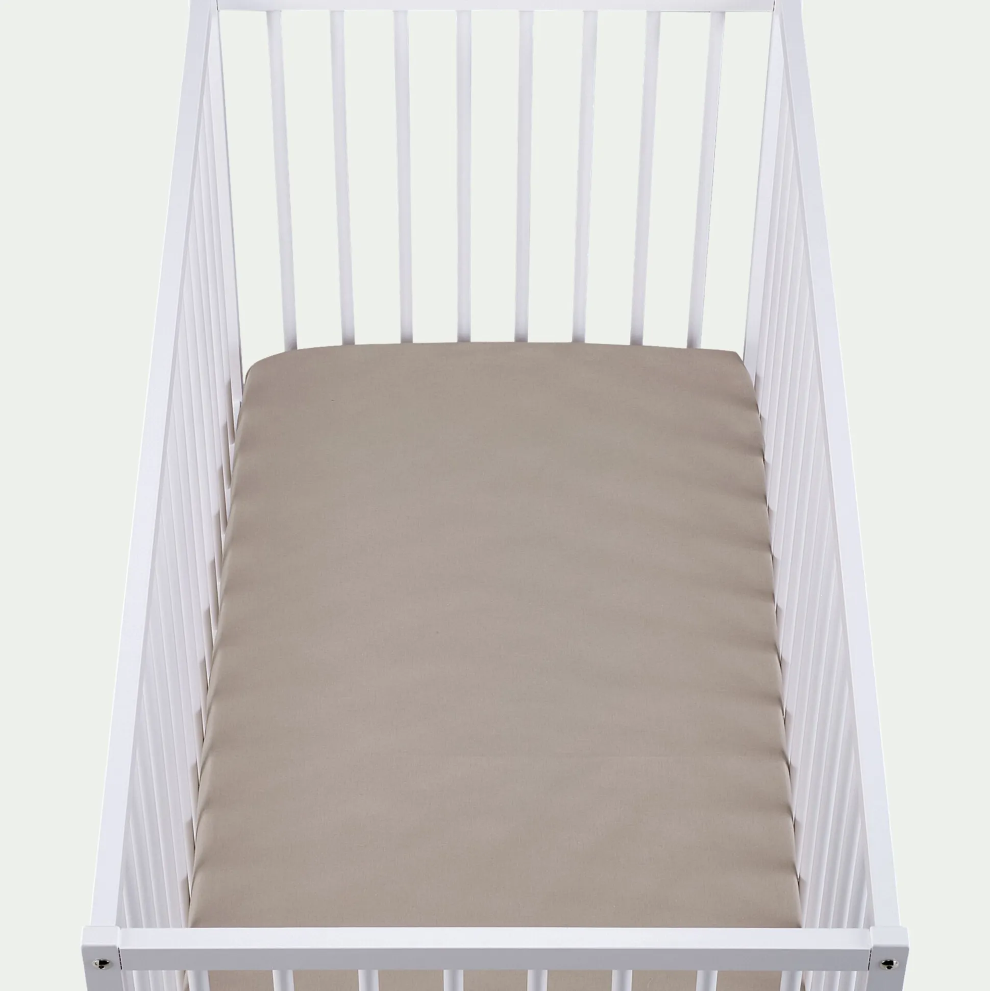 Drap housse bébé en coton bio 70x140+B15cm - beige alpilles