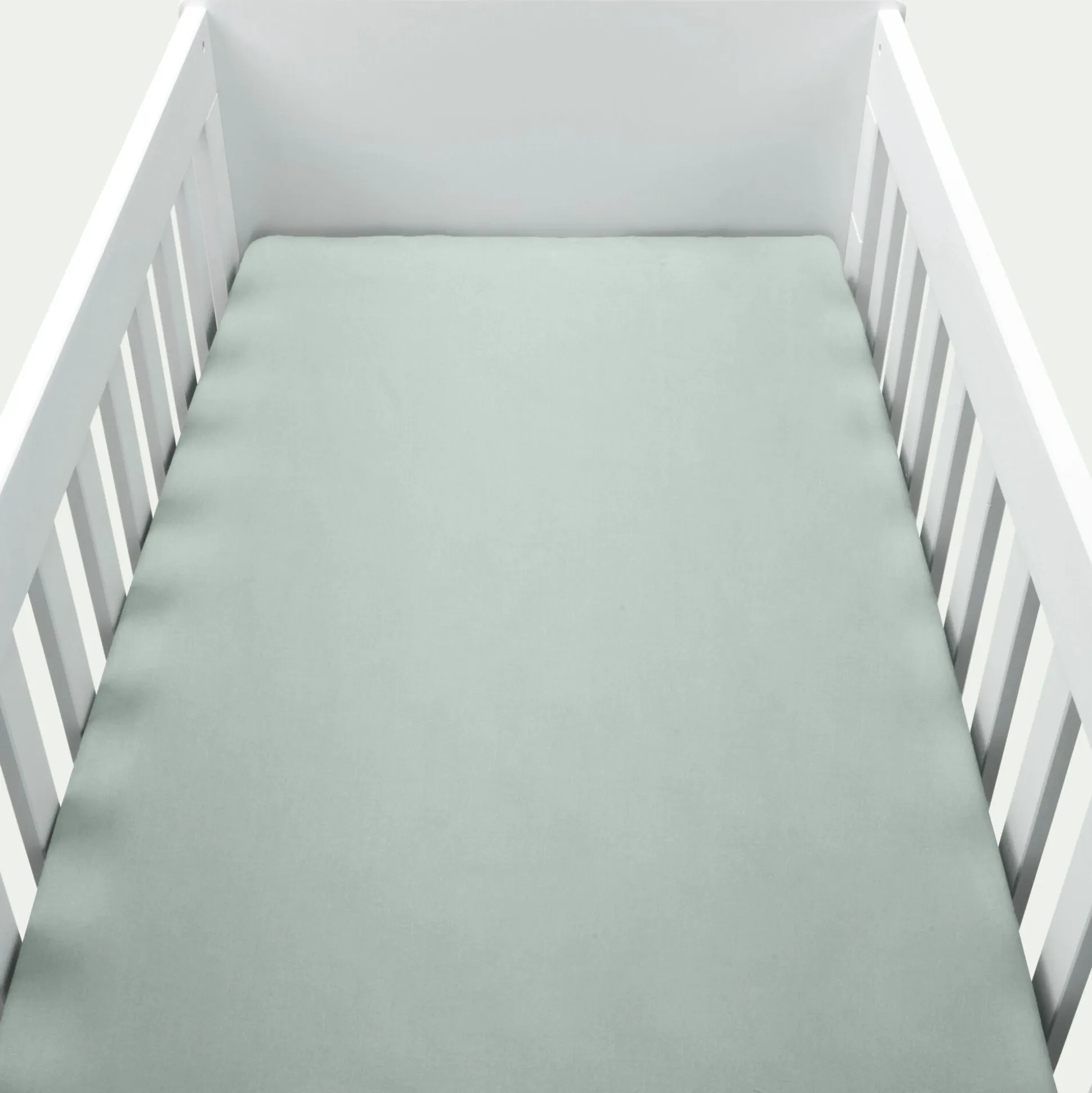 Drap housse bébé en coton bio 70x140+B15cm - vert
