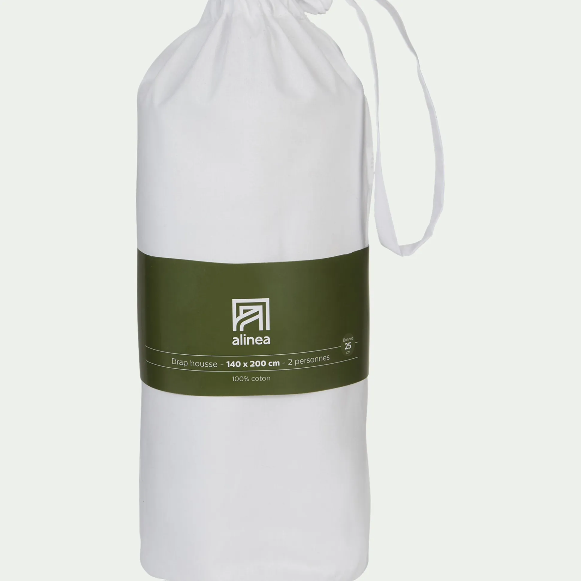 Drap housse en coton 90x200cm B25cm - blanc