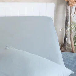 Drap housse enfant en coton 90x200+B20cm - bleu calaluna
