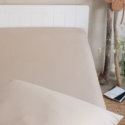 Drap housse enfant en coton 90x200+B20cm - beige alpilles
