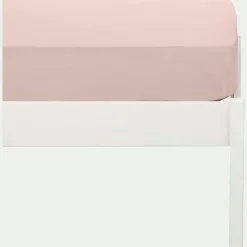 Drap housse enfant en coton 90x170+B15cm - rose rosa