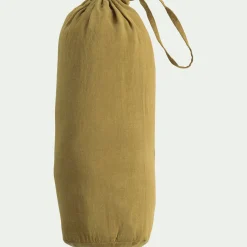 Drap housse en lin lavé 140x200cm B28cm - jaune alep