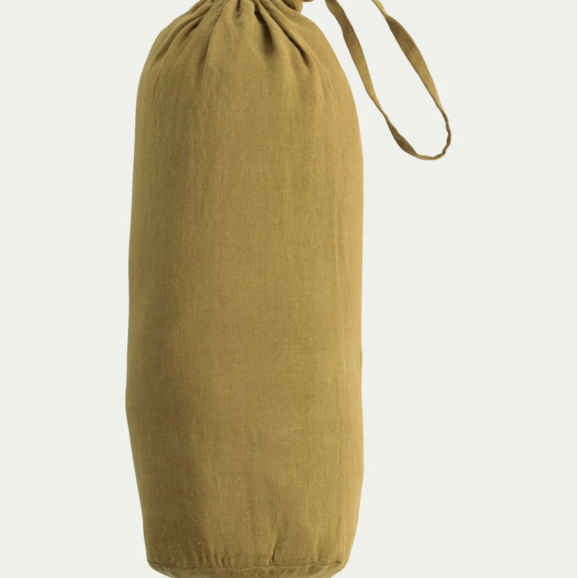 Drap housse en lin lavé 140x200cm B28cm - jaune alep