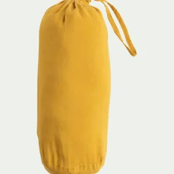 Drap housse en lin lavé 140x200cm B28cm - jaune argan