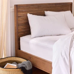 Drap housse en percale de coton 160x200cm B30cm - blanc