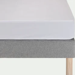 Drap housse en percale de coton 160x200cm B30cm - blanc