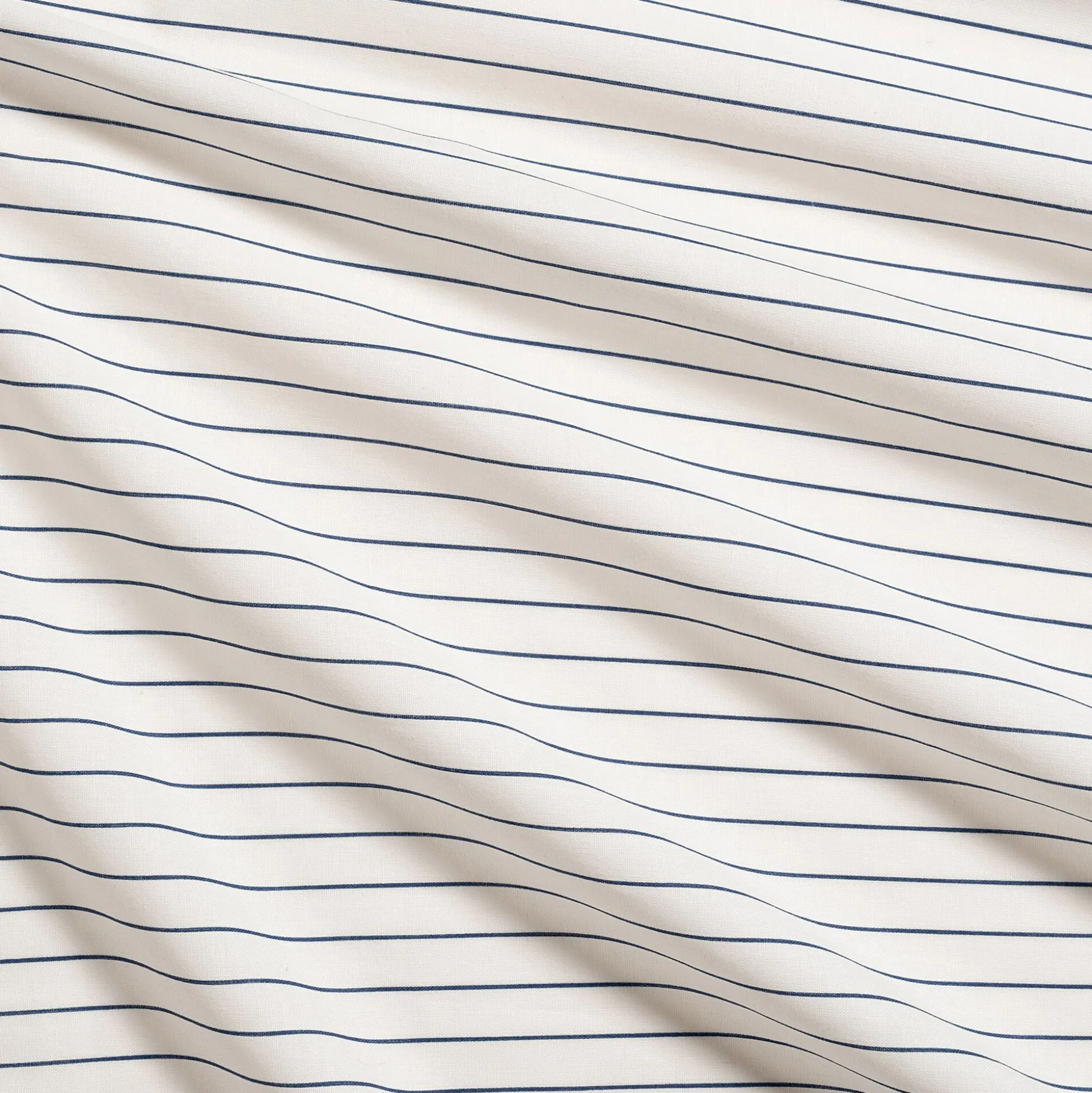 Drap housse rayé en coton 90x200cm B30cm - bleu abysse