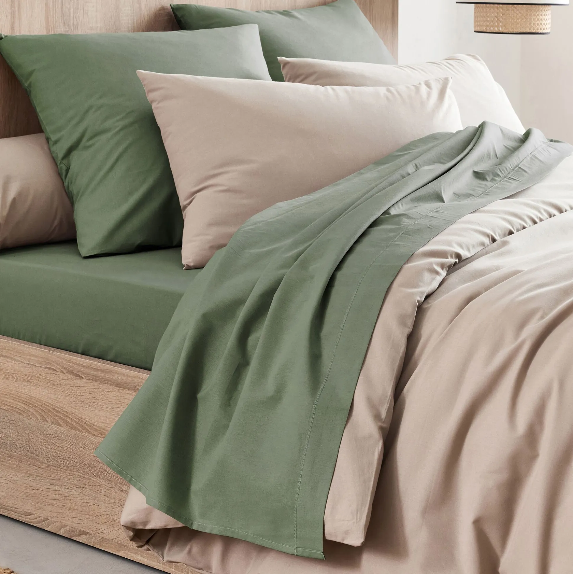 Drap plat en coton 270x300cm - vert cèdre
