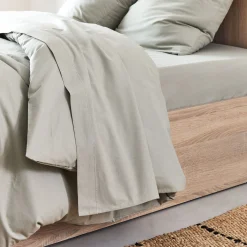 Drap plat en coton 270x300cm - vert olivier