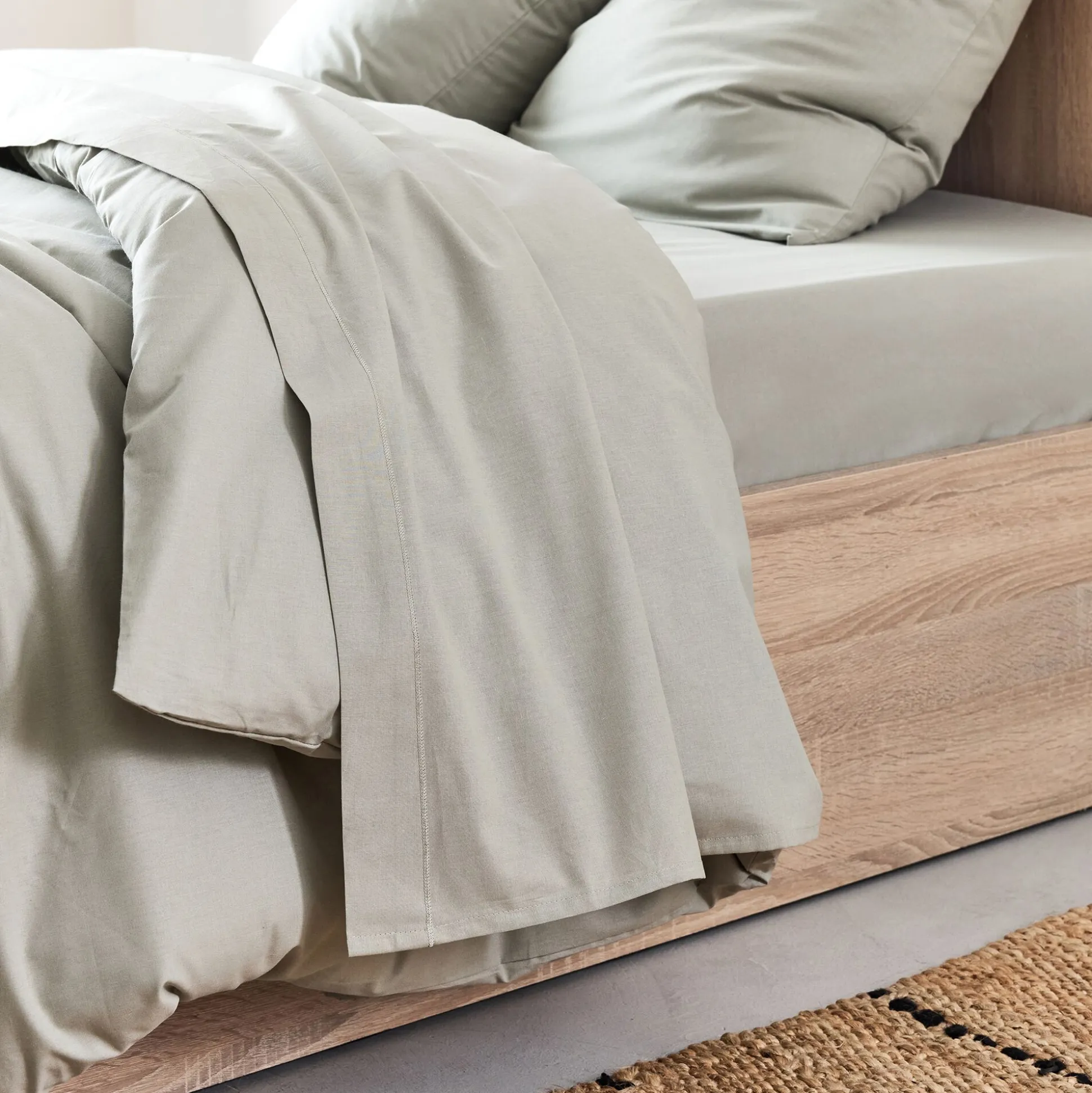 Drap plat en coton 270x300cm - vert olivier