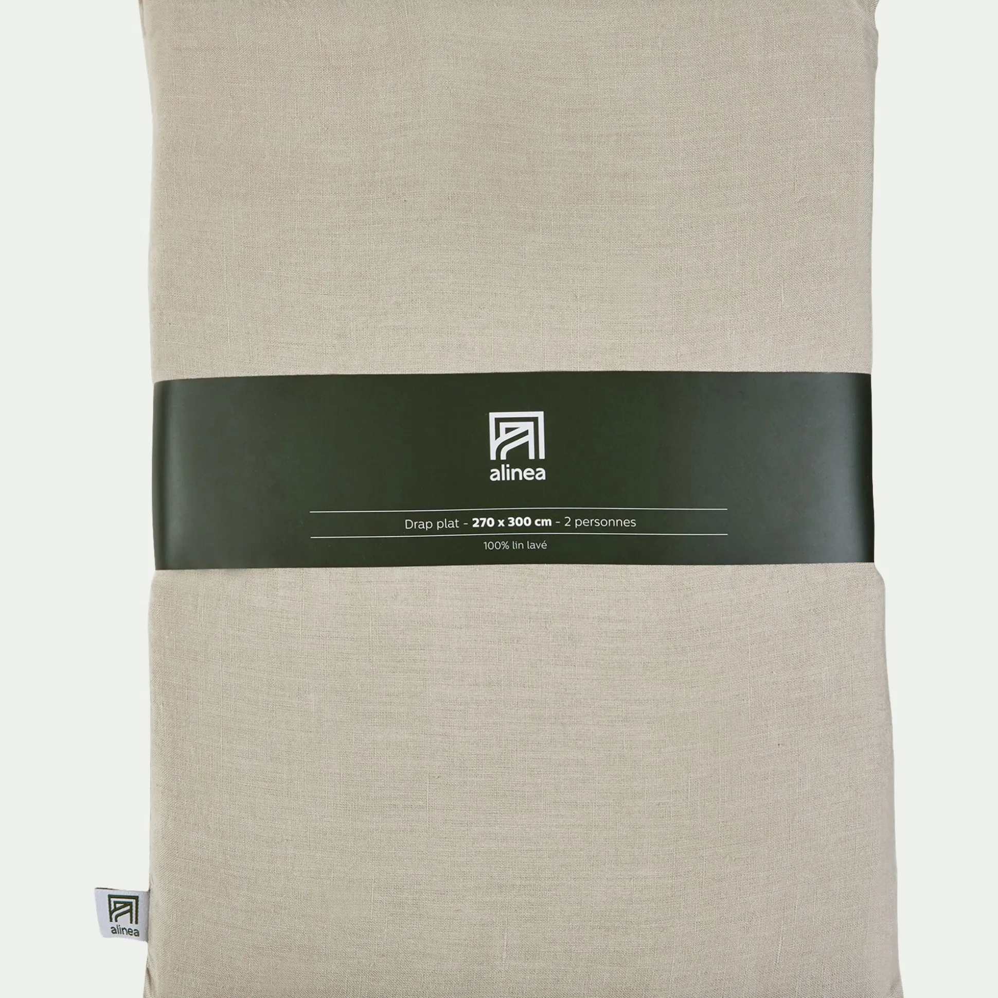Drap plat en lin lavé 270x300cm - beige