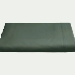 Drap plat en percale de coton 270x300 - vert cèdre