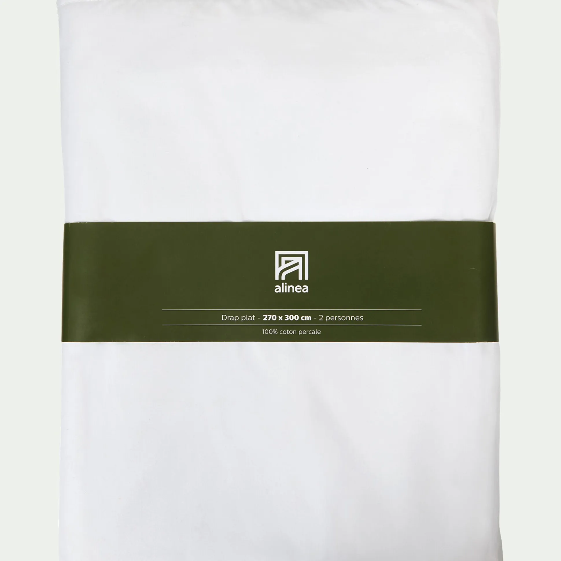 Drap plat en percale de coton 270x300- blanc