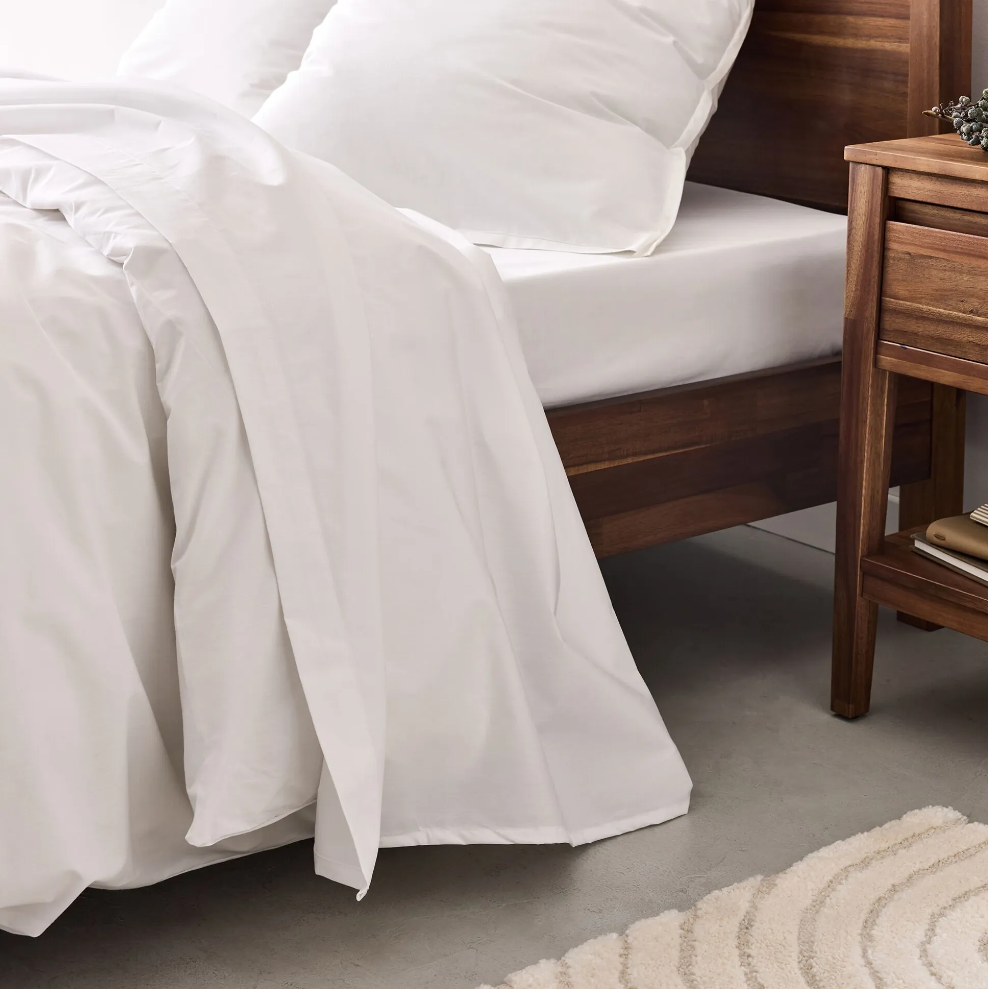 Drap plat en percale de coton 270x300- blanc