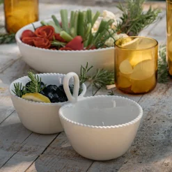 Duo de bols apéritifs en porcelaine D12xL23,8cm - blanc ventoux