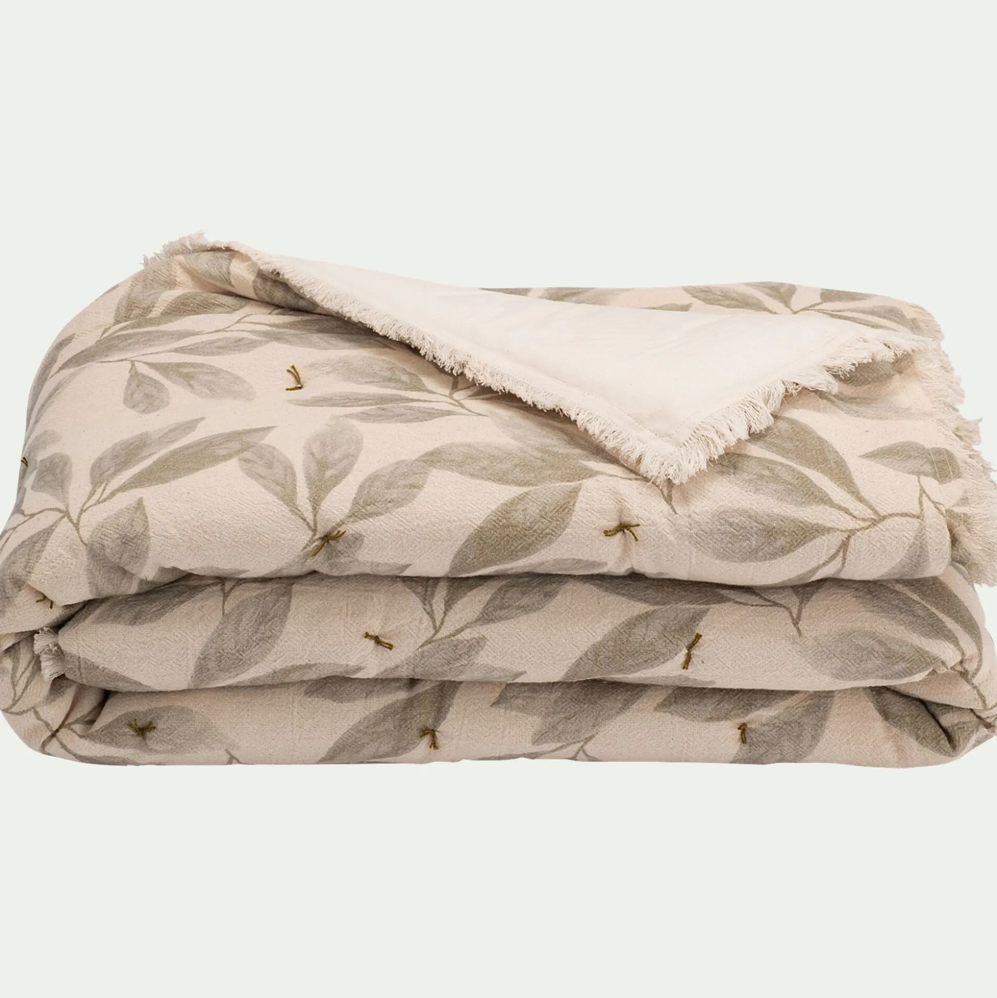 Edredon en coton motif végétal 100x180cm - beige
