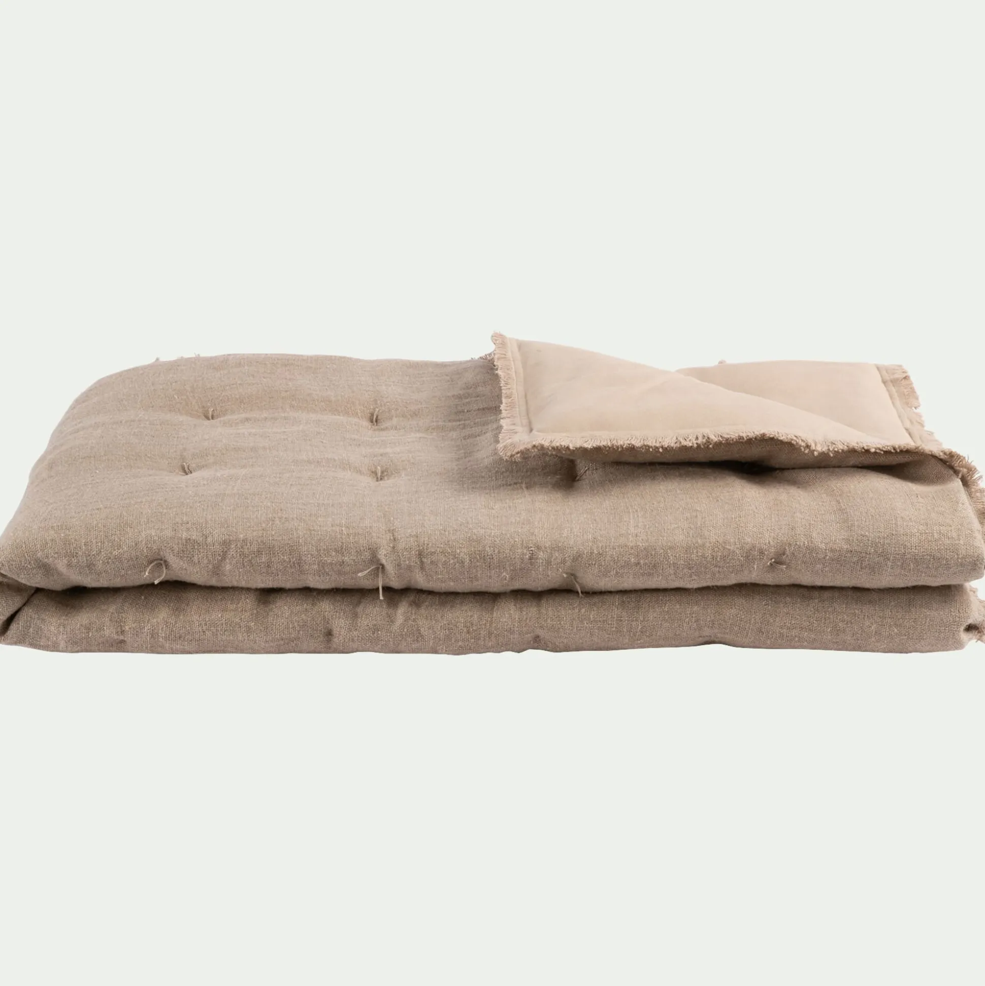 Edredon en lin et coton frangé 100x180cm - beige alpilles