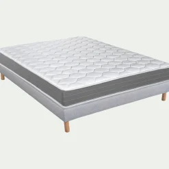 Ensemble matelas ferme à ressorts ensachés et sommier tapissier ferme - blanc