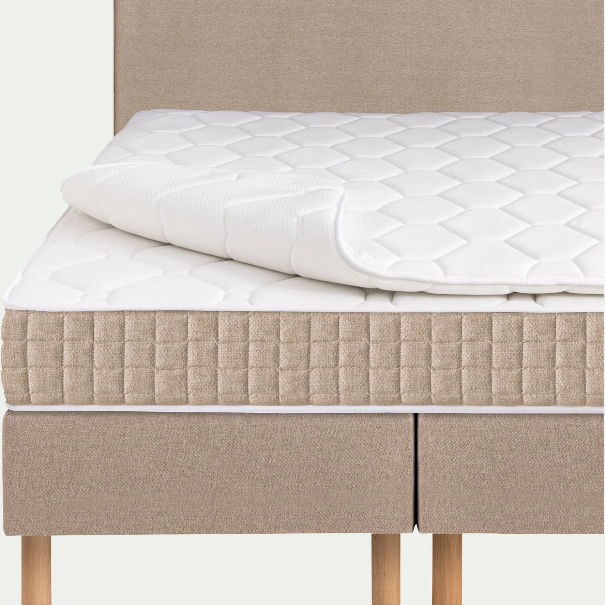 Ensemble matelas ressorts + sommier H24cm alinea 2x80x200cm - beige roucas