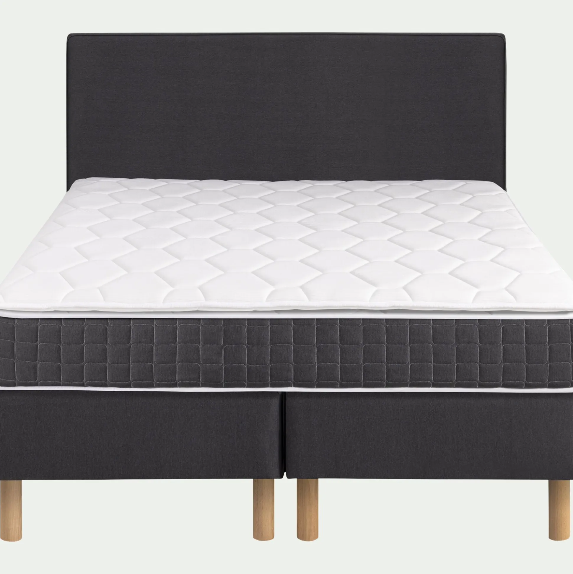 Ensemble matelas ressorts + sommier H24cm alinea 2x100x200cm - gris anthracite